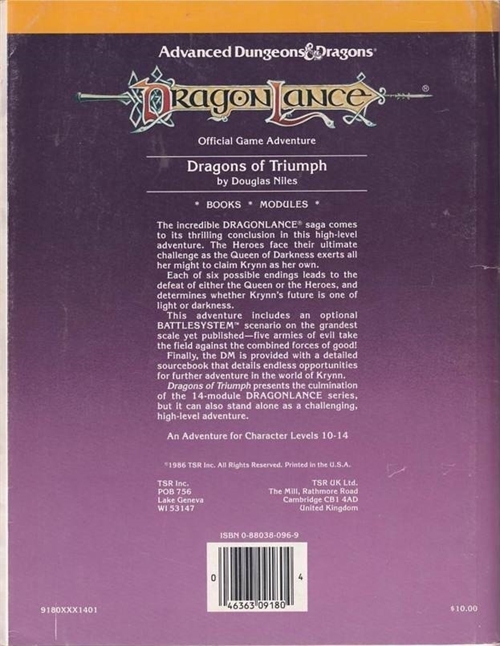  Advanced Dungeons & Dragons 2nd Edition - Dragonlance - Dragons of Triumph (B-Grade) (Genbrug)
